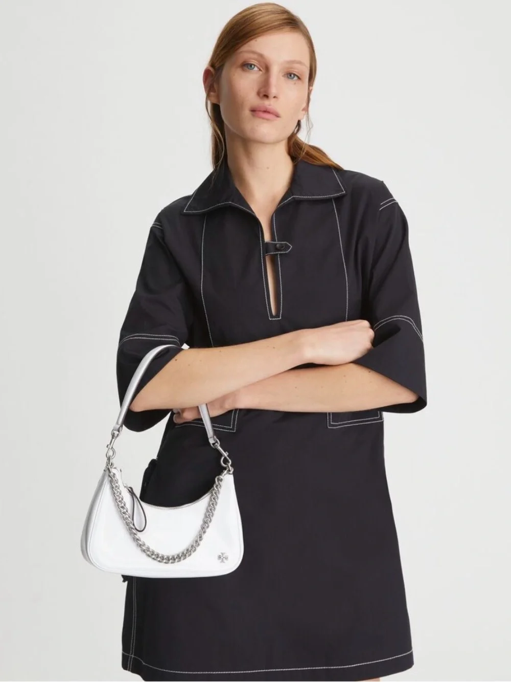 NWOT Tory Burch  Small 151 Mercer Spazzolato Crescent Bag